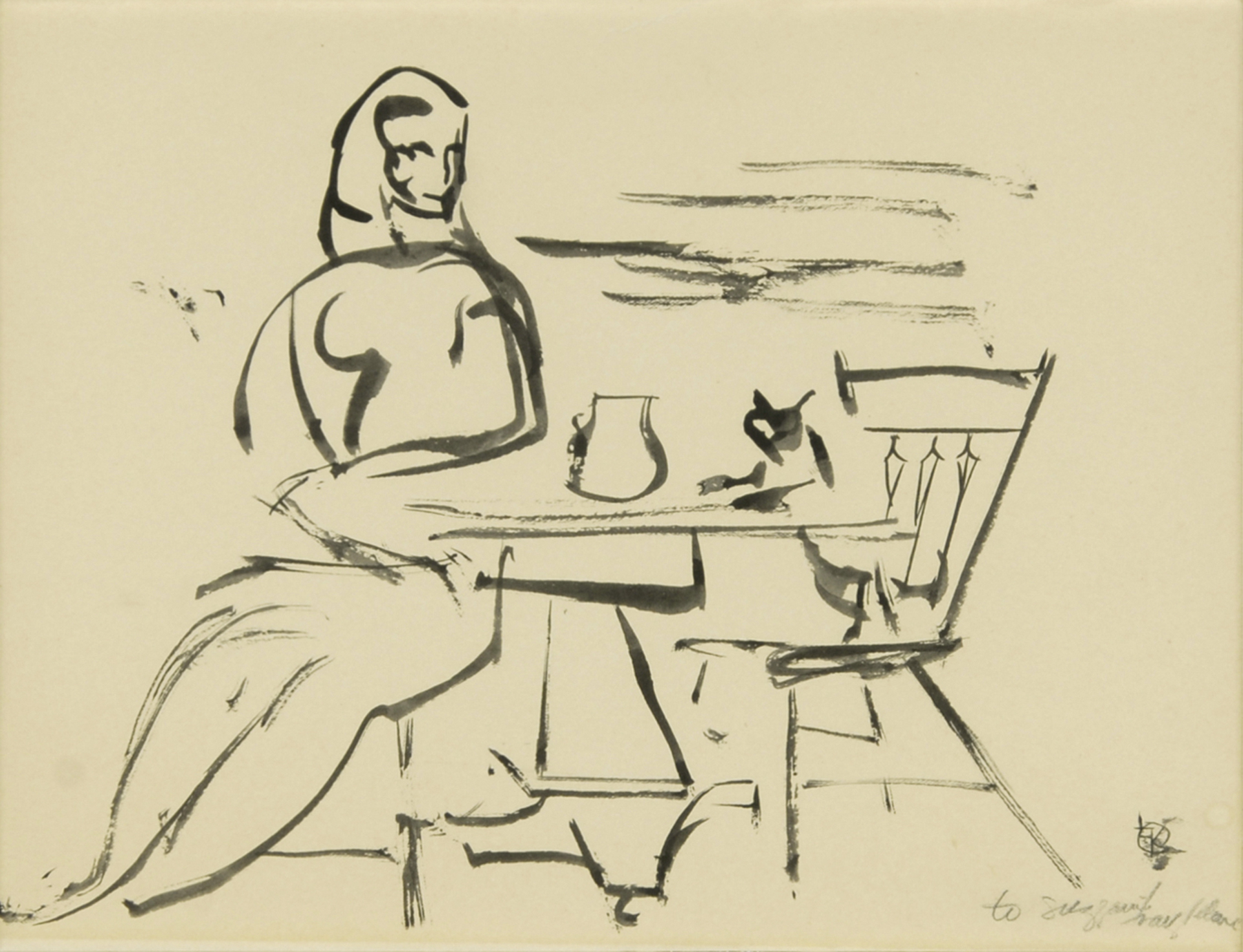 Franz Kline, Woman Seated at a Table in the Atelier