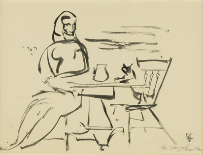 Woman Seated at a Table in the Atelier