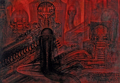 Rote biomechanoide Landschaft