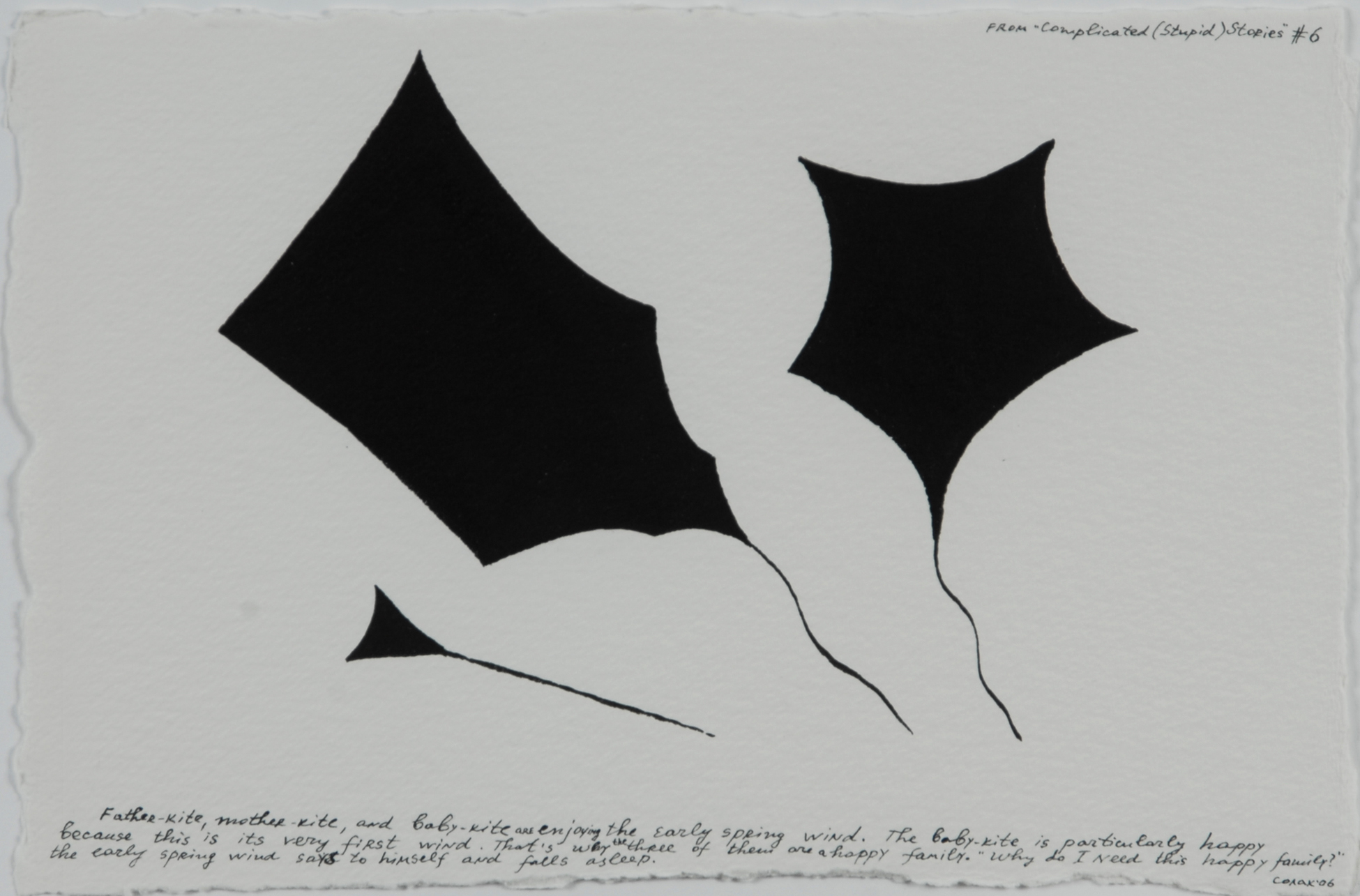 Nedko Solakov, Father-kite, mother-kite, and baby-kite..., aus "Complicated (Stupid) Stories" 6
