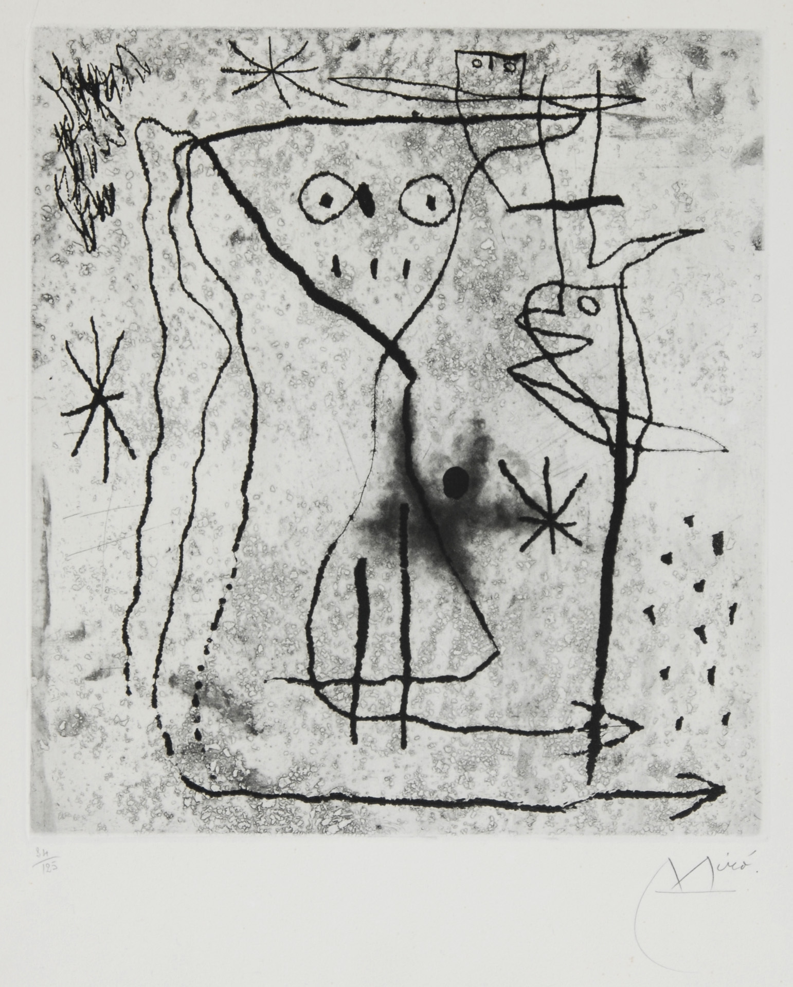 Joan Miró, Jeune fille aux deux oiseaux, 1967, from "Gérald Cramer, Trente ans d'activité"