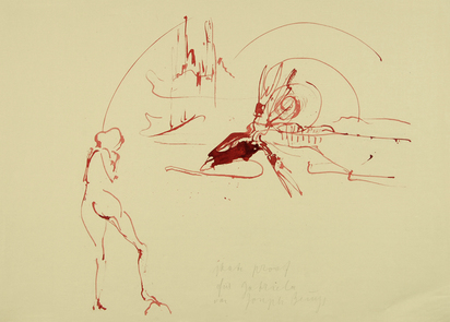Ohne Titel - Geysir, Nymphe und blutender Riesenhirsch, aus "Spur I"
