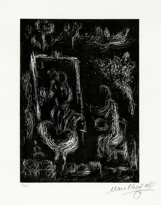 Faut-il peindre la terre, le ciel, mon coeur, aus "Marc Chagall. Six gravures sur linoléum"