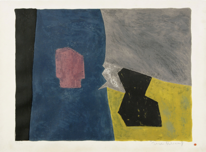 Composition bleue, jaune et grise
