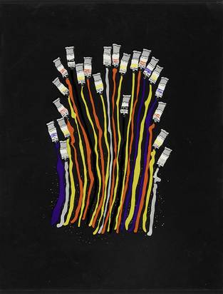 Accumulation de tubes de peintures