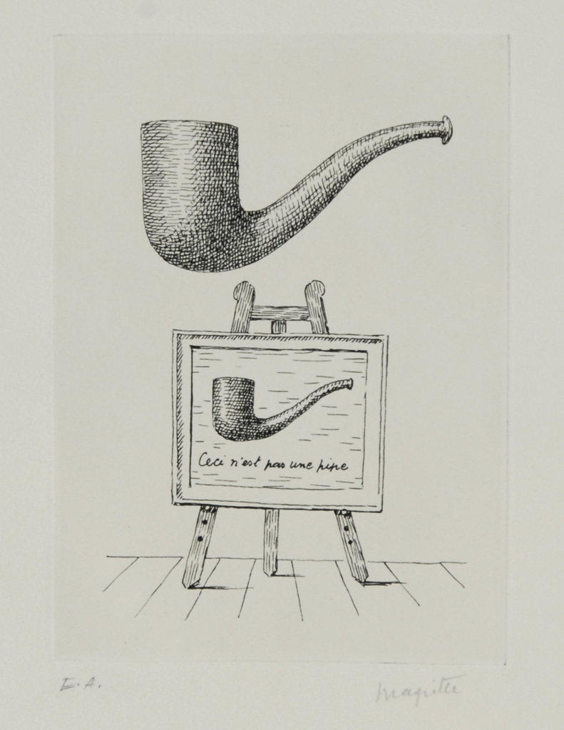 René Magritte, Les deux mystères (Ceci n'est pas une pipe), from "Aube à l'Antipode"
