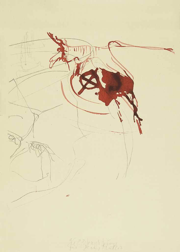 Joseph Beuys, Ohne Titel (Blutender Hirsch auf Schädel), aus "Spur I"