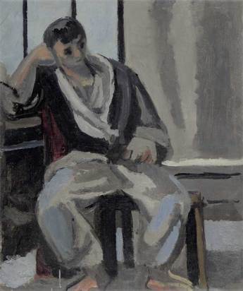 Sitzender Knabe, Ganzfigur