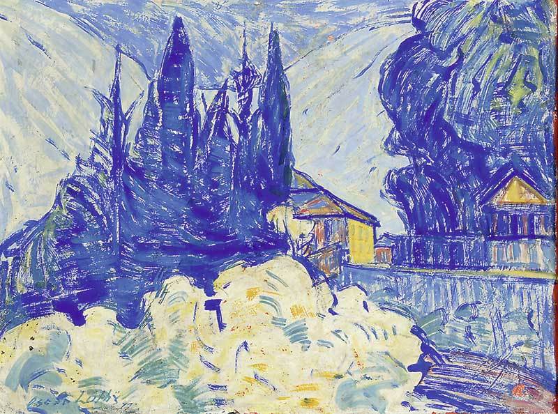 Oscar Lüthy, Landschaft mit Häusern