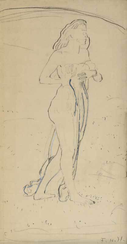 Ferdinand Hodler, Studie zur ersten Figur des Gemäldes "Die Empfindung I"