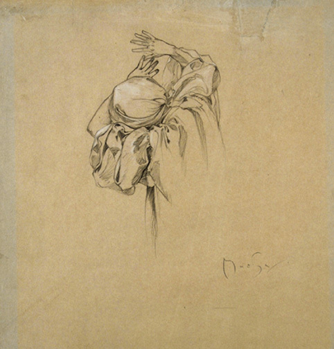 Alphonse Mucha, Study for Draped Female Head (Study for the Slav Epic), um 1915
