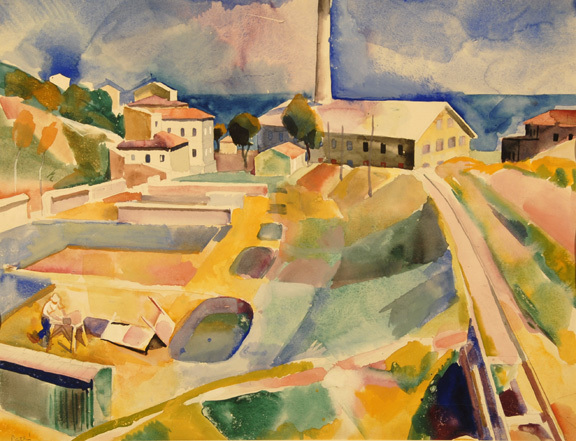 Karoly Patkó, Townscape with Chimney