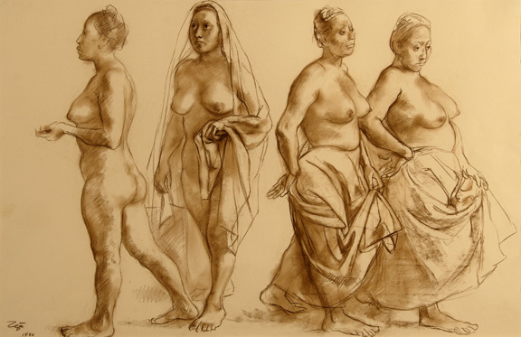 Francisco Zuniga, Cuatro Mujeres Caminando, 1980