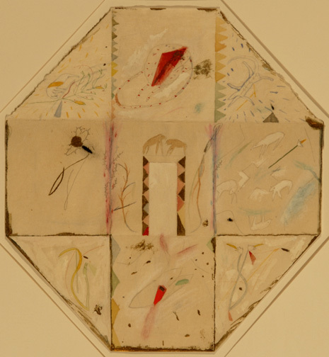 Mimmo Paladino, Achteckiges Blatt, teils gefaltet, 1976