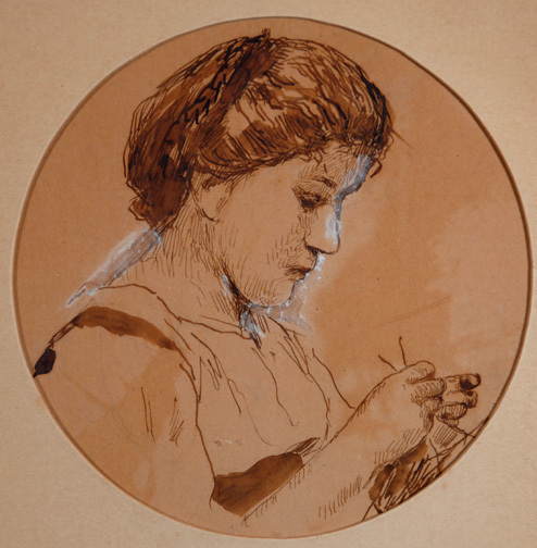 Albert Anker, Knitting Woman