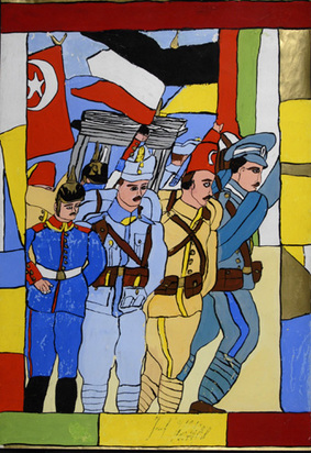 Soldaten, türkische Fahne