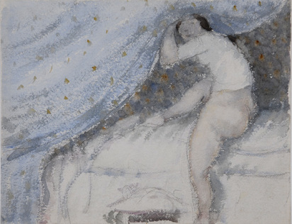 Curtain, Bed and half-dressed Girl, 1909