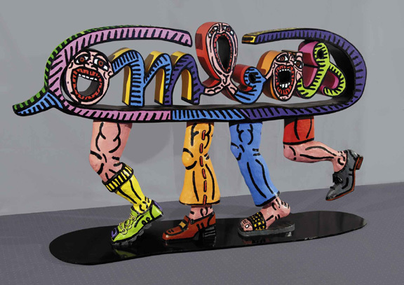 Robert Combas, Autoportrait à quatre jambes plus pieds, 2004