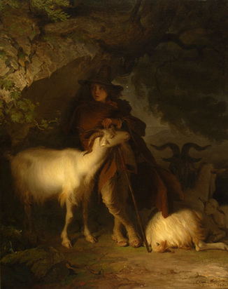Berger italien et son troupeau de moutons