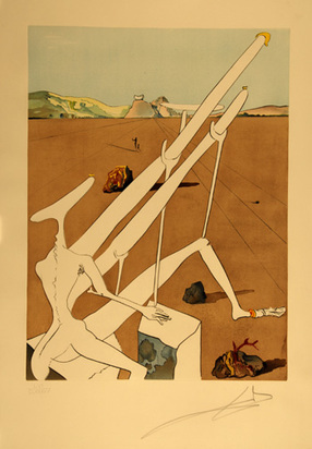 Dalí martien muni d'un double microscope holo-électronique, from "La Conquête du cosmos", 1974