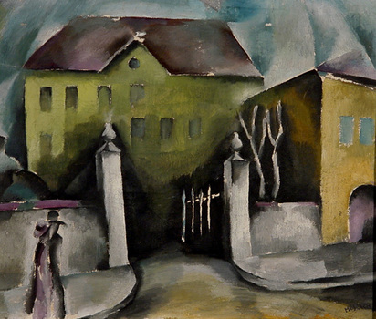 Liebespaar vor Eingangstor, um 1920