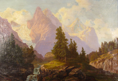 Wellhorn, Wetterhorn und Rosenlaui-Gletscher, 1866