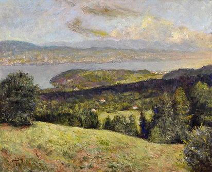 Blick auf die Halbinsel Au und Zürichsee, 1982