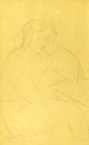 Amedeo Modigliani, Hommage de profil assis a une table, ca. 1916/17