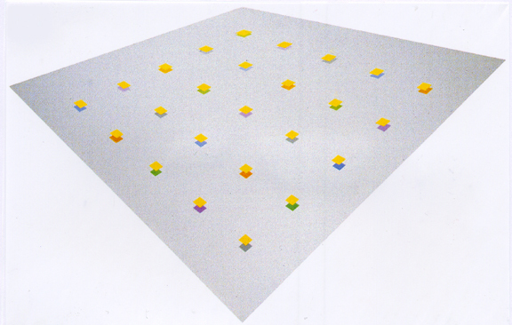 Hans Jörg Glattfelder, "gelb auf 9 Horizontalen", 1992