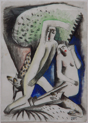 Liebespaar und zwei Hunde, approx. 1919/20