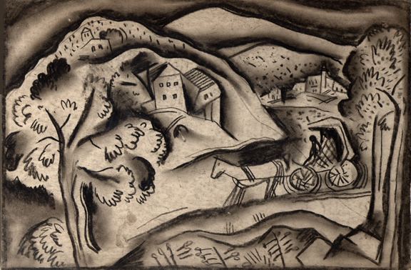 Bela Kadar, Landschaft mit Kutsche