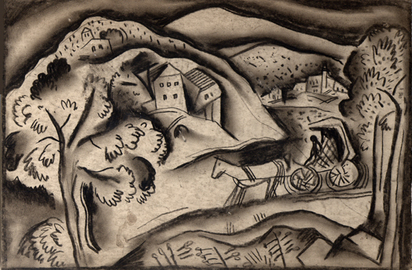 Landschaft mit Kutsche