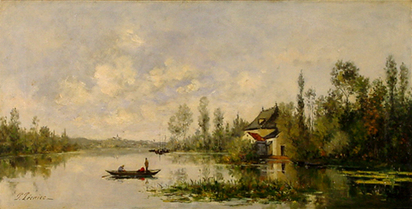Flusslandschaft mit Mühle