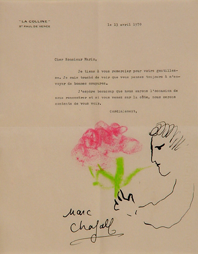 Marc Chagall, Homme au bouquet de fleurs, 1970