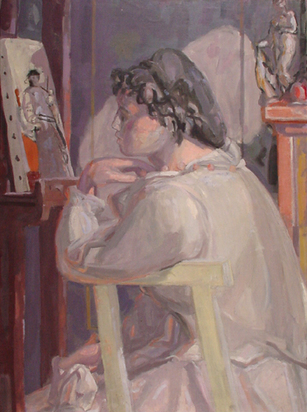 Sitting Female in Front of Canvas stand, 1935
