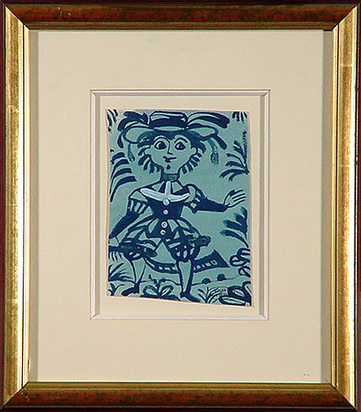 Personnage sur fond bleu