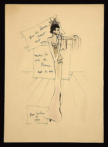 Jean Cocteau, Projet de robe pour Schiaparelli, 1937