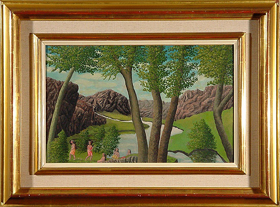 André Bauchant, Paysage avec personnages, 1932
