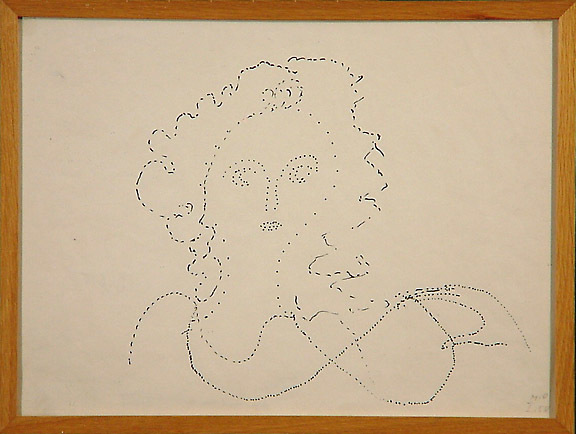 Meret Oppenheim, Women with Curls, Holding Her Necklace, 1958