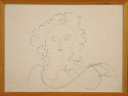Frau mit Locken, ihre Halskette haltend, 1958