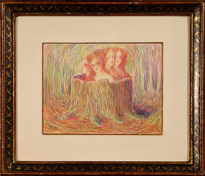 Girls in a tree stump, 1944/45