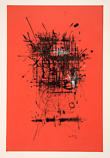 Georges Mathieu, Composition sur fond rouge, 1958