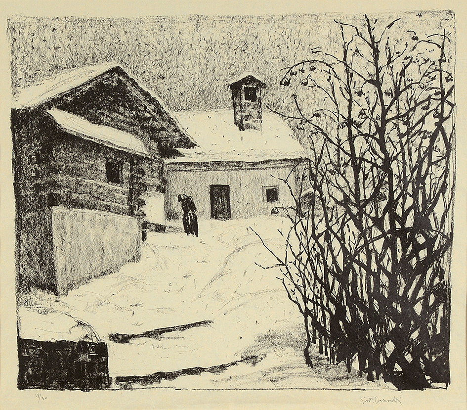 Giovanni Giacometti, Das Haus des Künstlers in Maloja im Winter