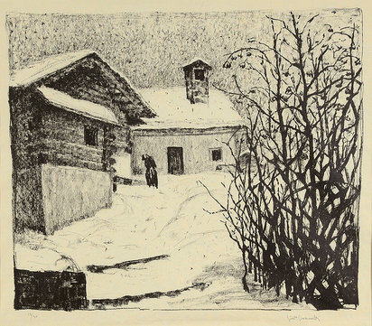 Das Haus des Künstlers in Maloja im Winter