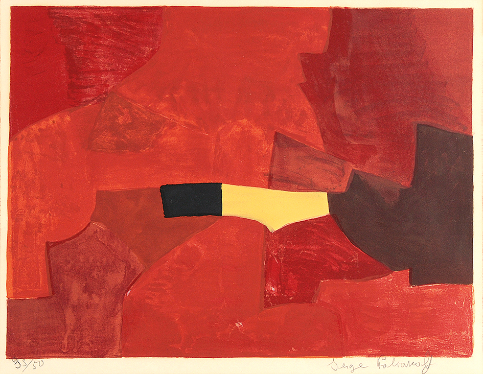 Serge Poliakoff, Composition lie-de-vin, jaune et noire