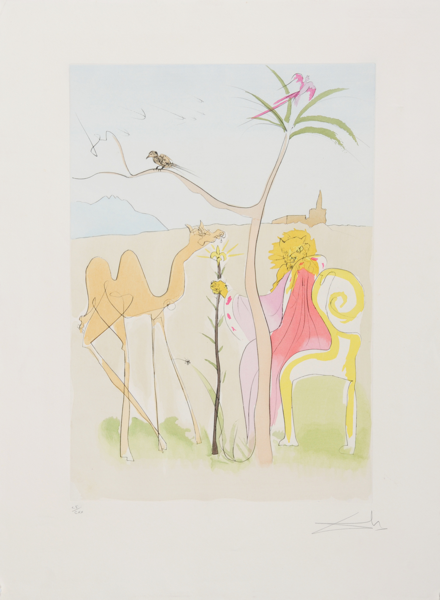 Salvador Dalí, 6 sheets from "Le bestiaire de La Fontaine dalinisé"