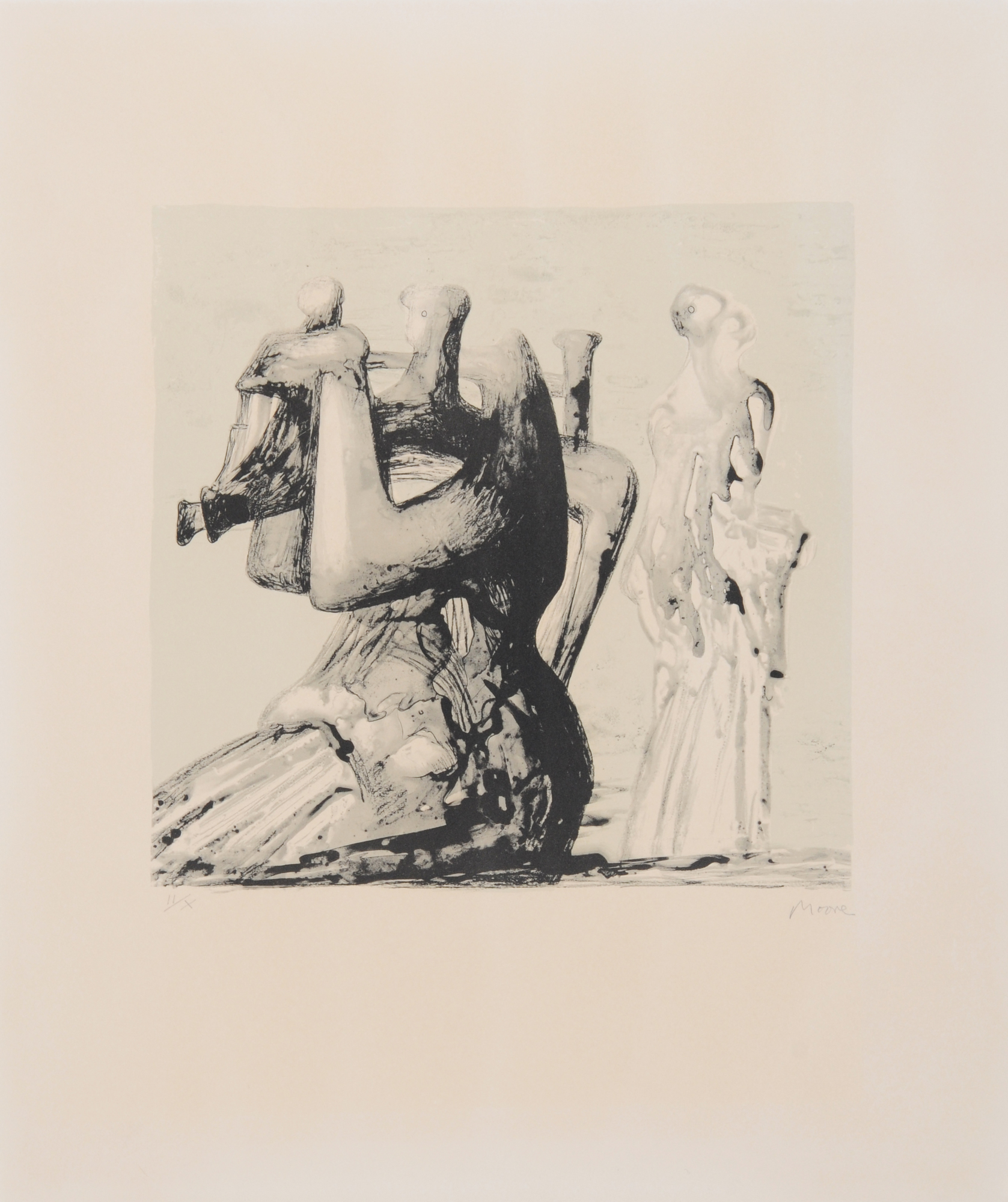 Henry Moore, Mother and Child with Light Background
