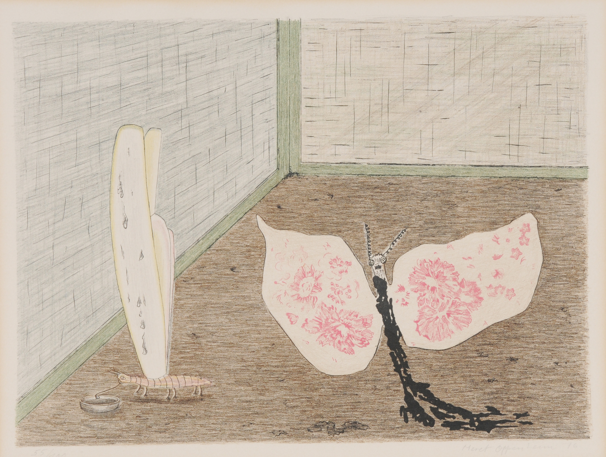 Meret Oppenheim, Die Seidenmotte und die stolze Rosamunde, from "Parapapillonneries"