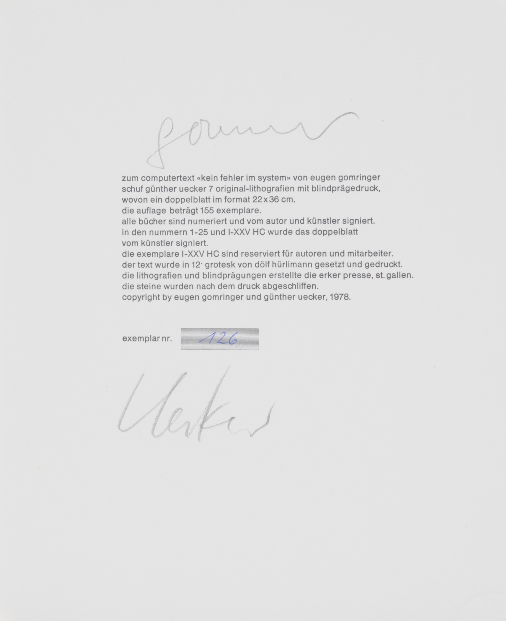Günther Uecker, Folder. Kein Fehler im System