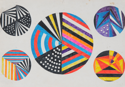 5 sheets: 4 sketches and one letter
